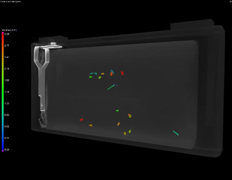 Prismatic cell with metallic inclusions (data courtesy of Waygate Technologies)